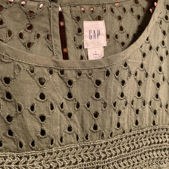 Flattering 60s summer style Gap shift dress cotton eyelet lace POCKETS! Large - Picture 2 of 5